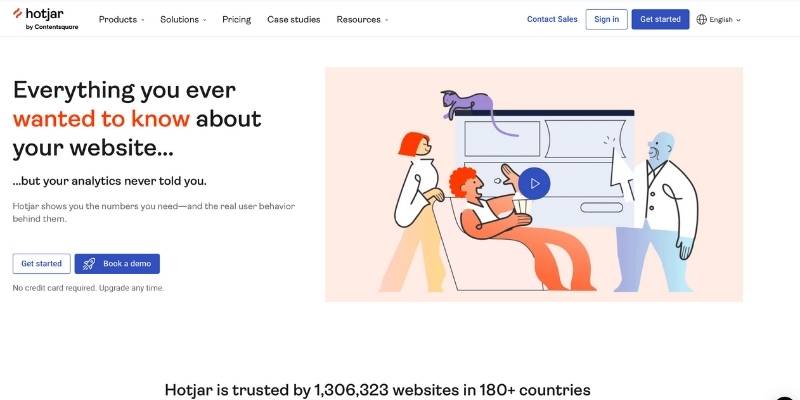 Screenshot of the home page of hotjar, a popular third party analytic tool