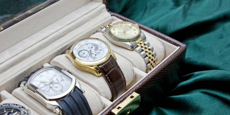 Box of luxury watches