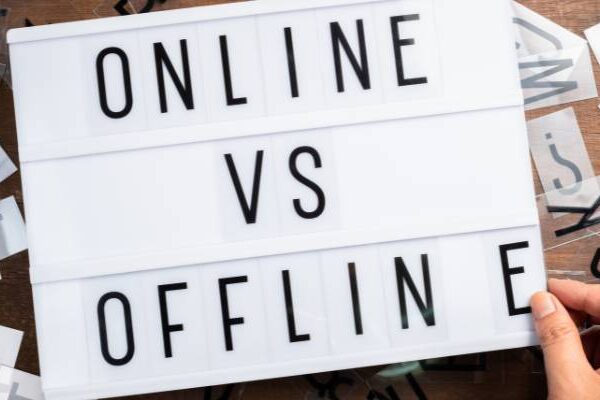 Sign that says online versus online