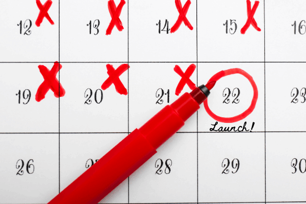 calendar marking the days until launch of product